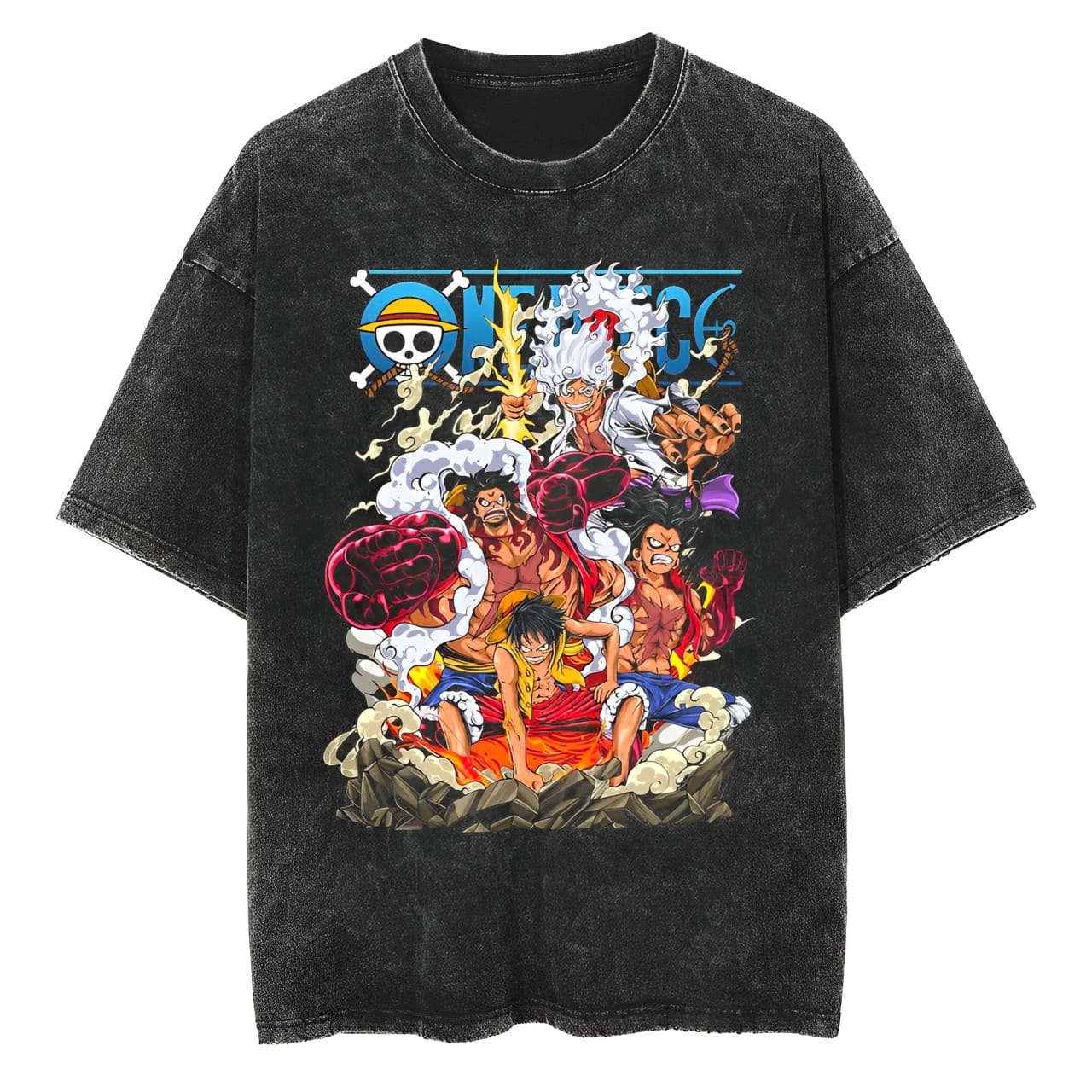 One Piece Luffy Gear 2 3 4 5 T - огляд і ціна Acid Wash Vintage Graphic T Shirt