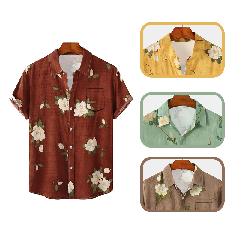 Men Hawaiian Style Short Sleev - огляд і ціна Vintage Hawaiian Floral Shirt
