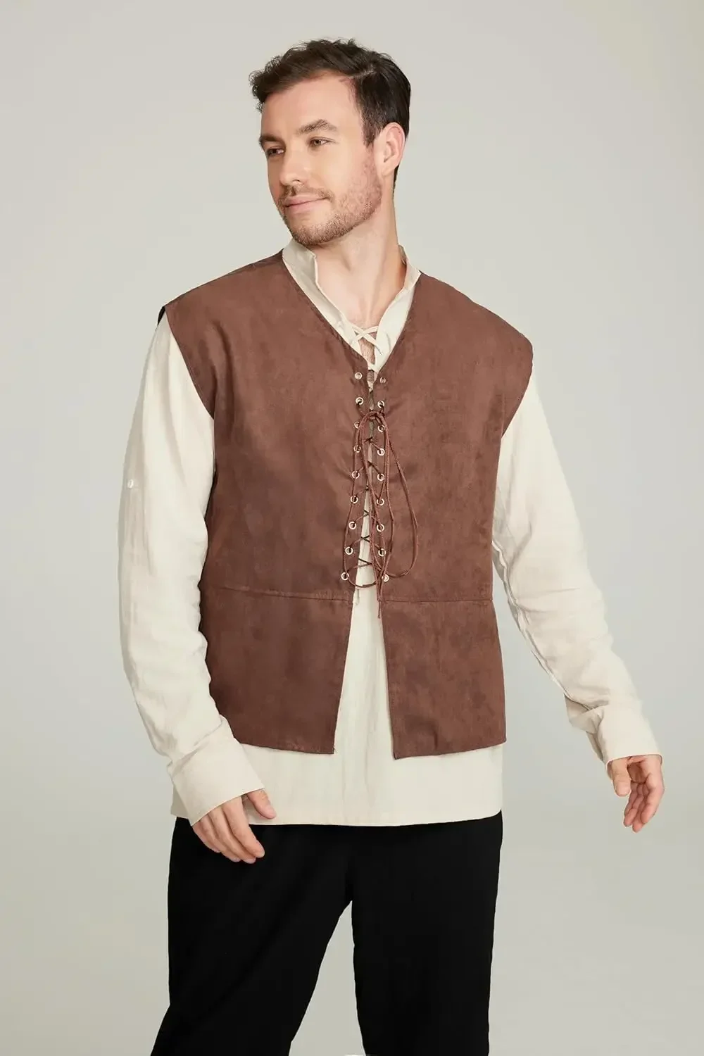 2-piece Set Men's Medieval Pir - огляд і ціна Medieval Gothic Lace Up Pirate Shirt