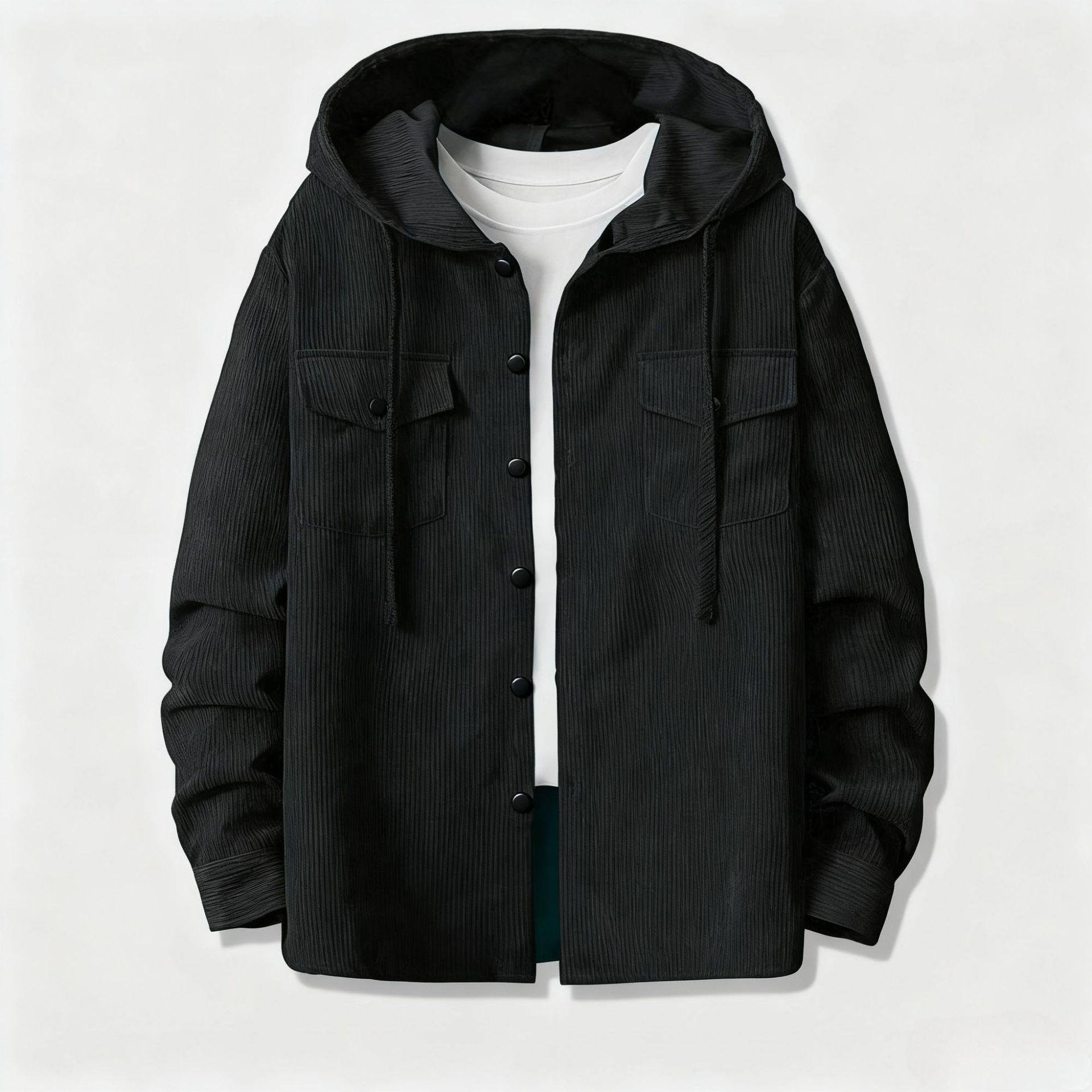 Mens Loose Corduroy Hooded But - огляд і ціна Corduroy Button Up Shirt Men
