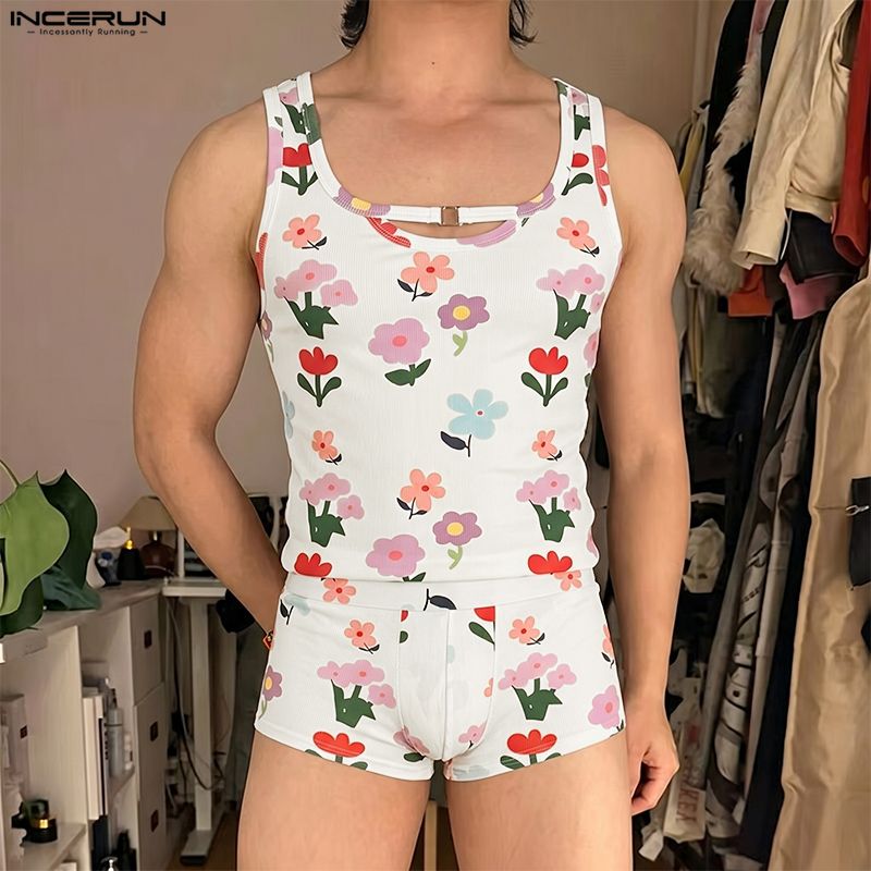 INCERUN Men's Sets Flower Prin - огляд і ціна Shorts