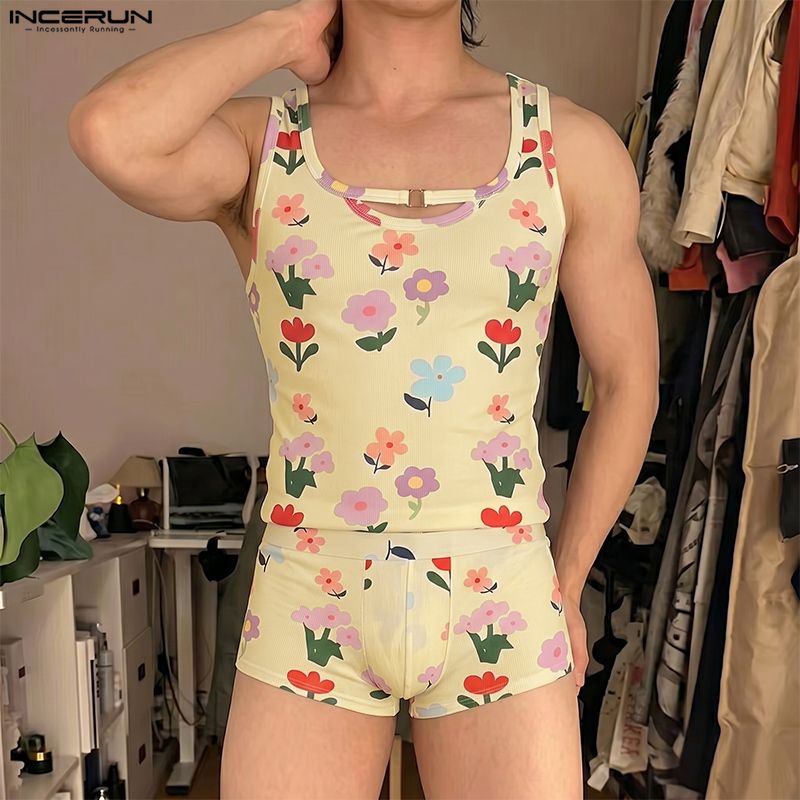 INCERUN Men's Sets Flower Prin - огляд і ціна Shorts