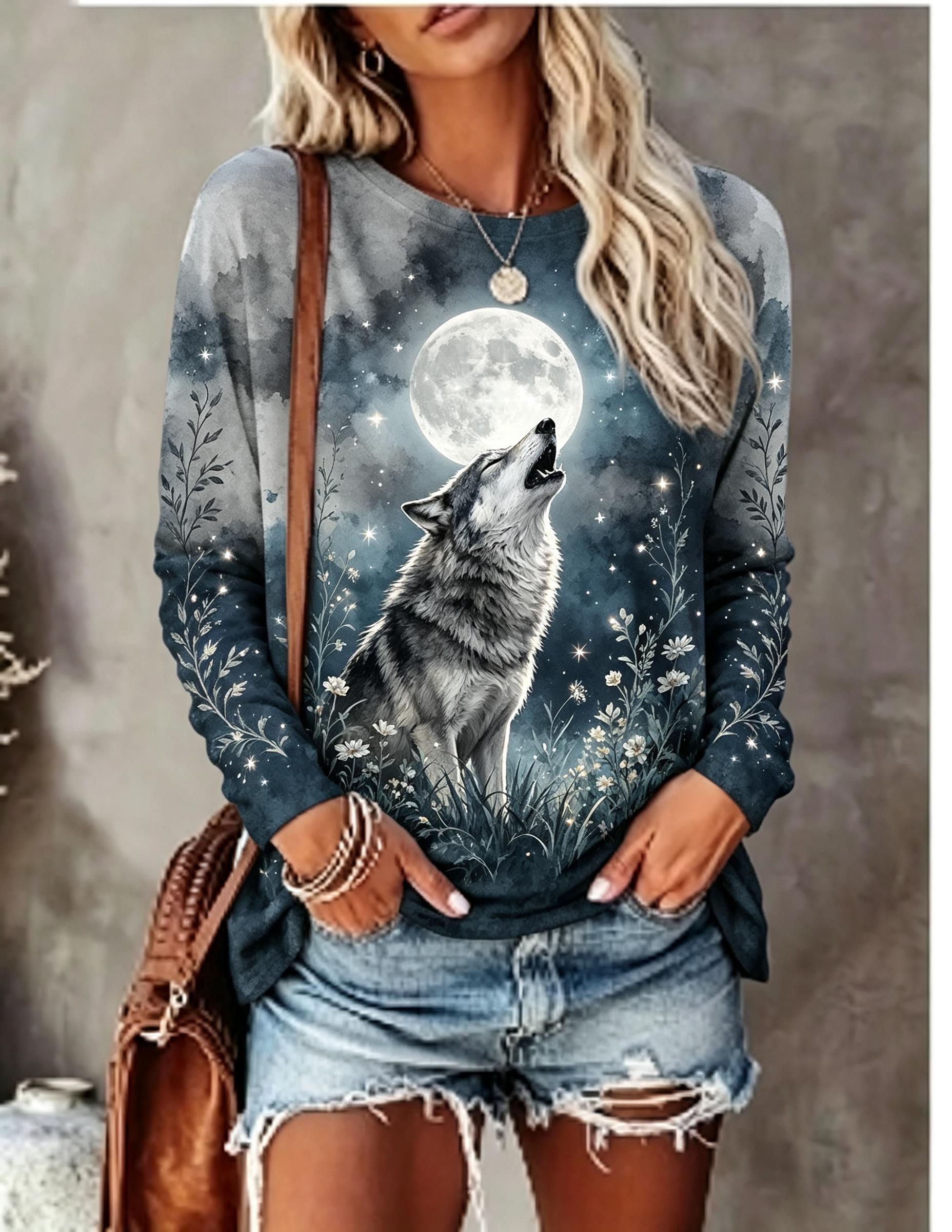 Women Long Sleeve T Shirt Howl - огляд і ціна T-Shirts