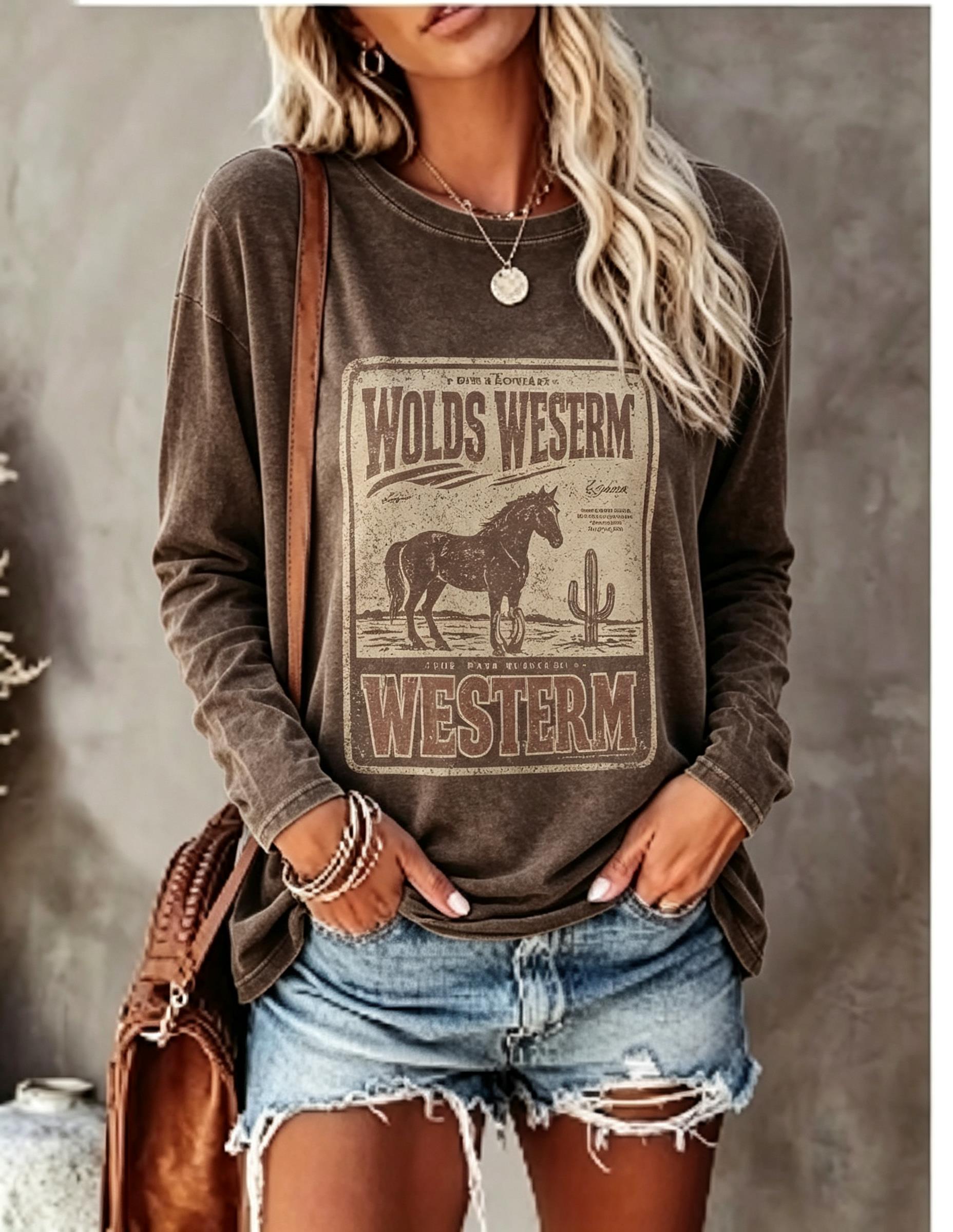 Women Long Sleeve T Shirt Vint - огляд і ціна T-Shirts