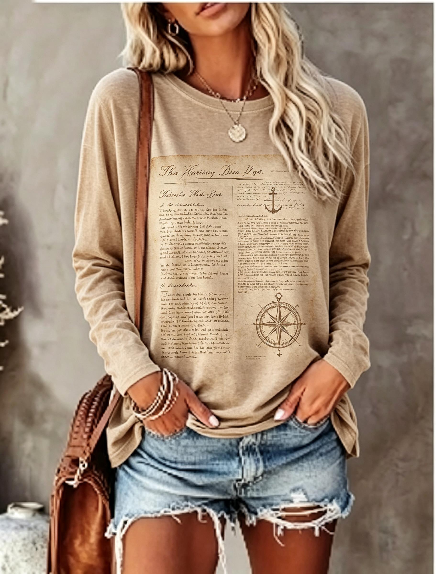Women Long Sleeve T Shirt Vint - огляд і ціна T-Shirts