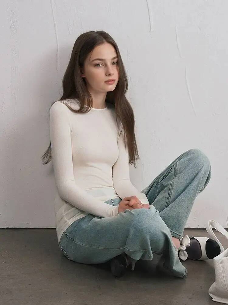 Women Cashmere Blend Long Slee - огляд і ціна T-Shirts