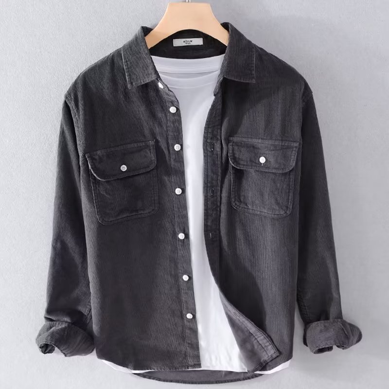 Men's Corduroy Shirt Solid Col - огляд і ціна Corduroy Button Up Shirt Men