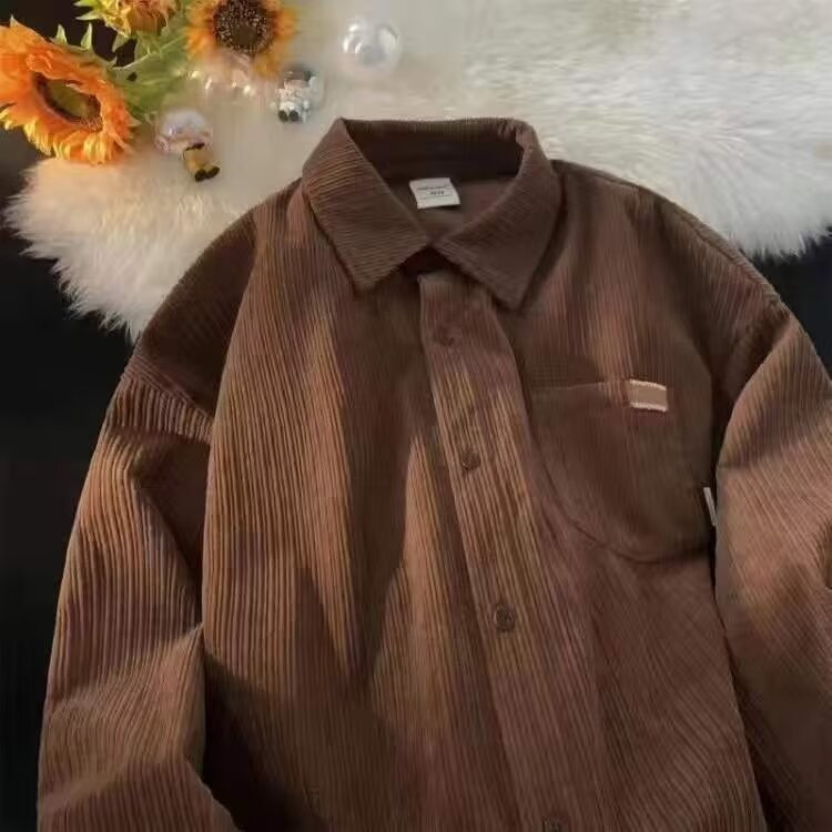 Men's Corduroy Shirt Solid Col - огляд і ціна Corduroy Button Up Shirt Men